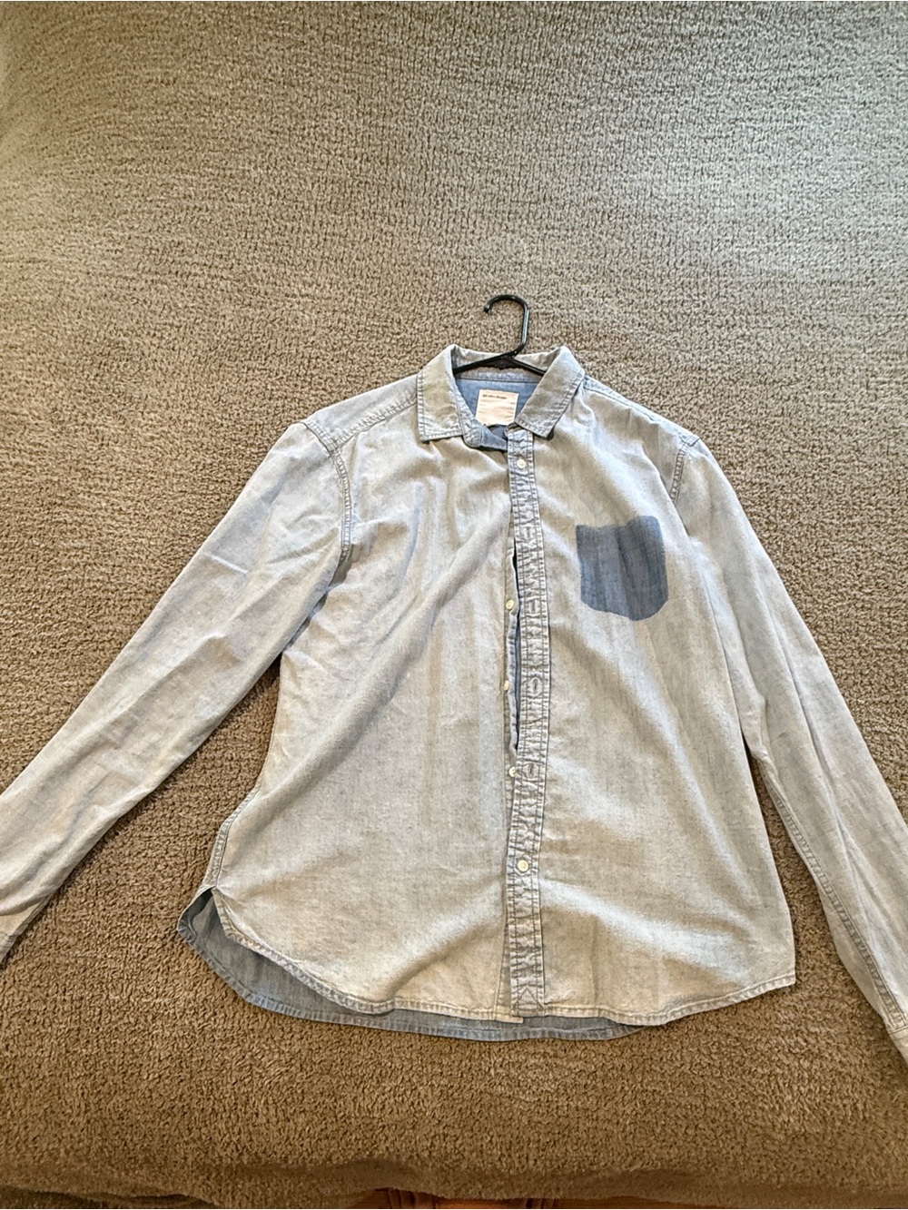 Life After Denim Light Blue Button-Up Shirt with Contrast Pocket